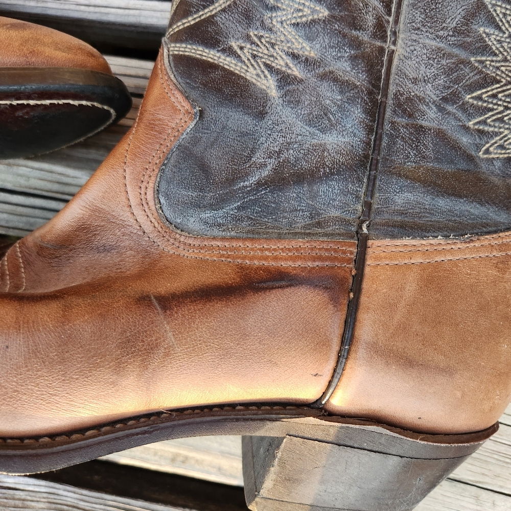 Texas Boot Co 9.5 5511 Gray Brown Western Cowgirl Boots Leather - Picture 2 of 7